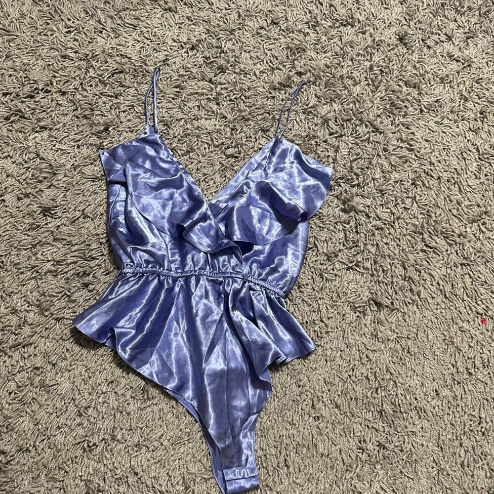 Gold Label Vintage Victoria Secret Silk Teddy Purple Lingerie Night Gown Size L